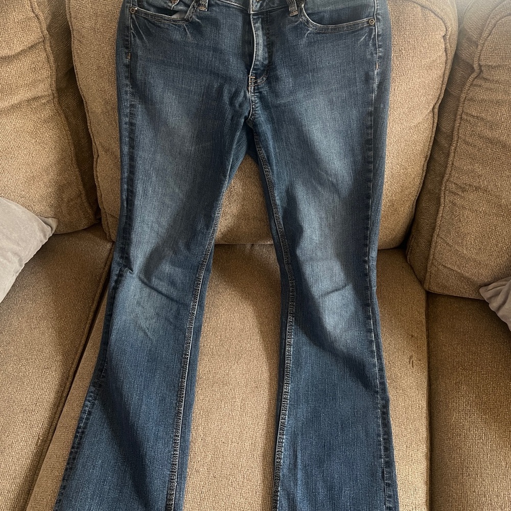 New York & Company Dark Blue Flare Jeans Curvy